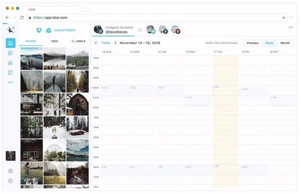 Later tool for scheduling Instagram posts