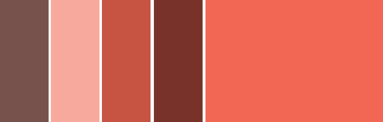 Red color scheme example with red hue, tint, tone, and shade