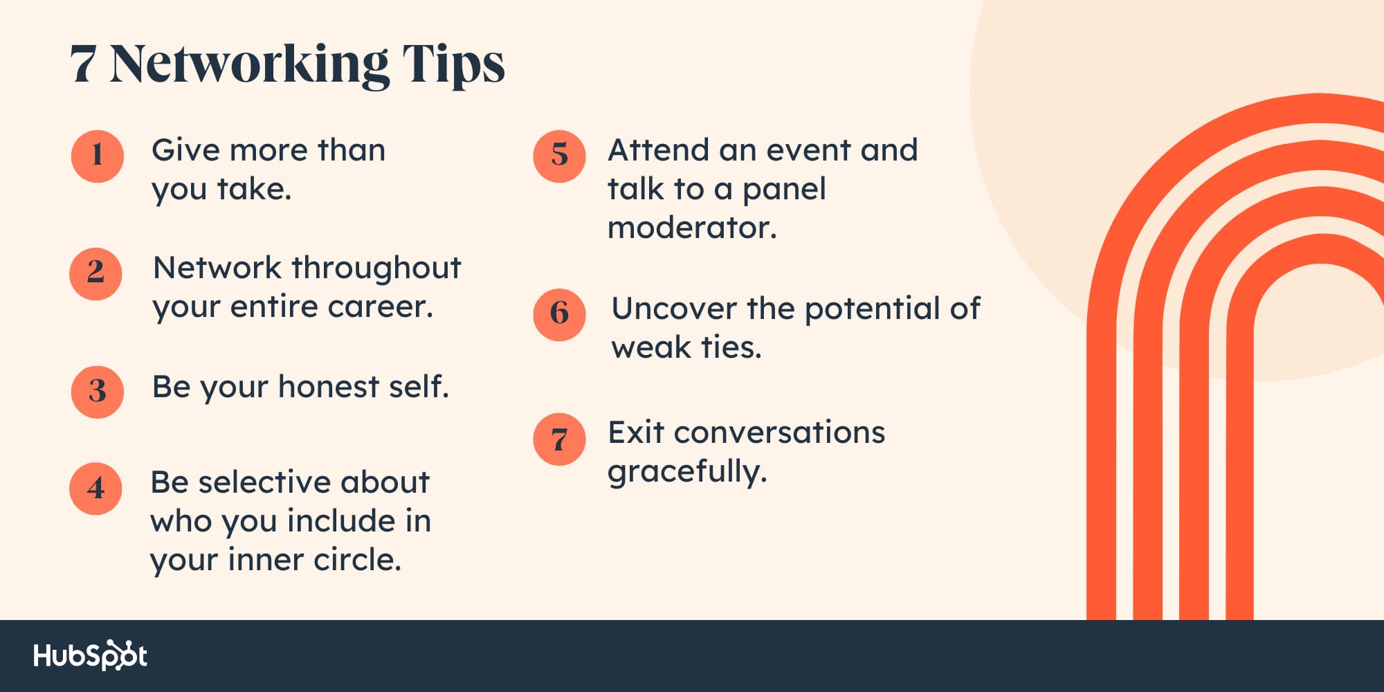 how to improve networking skills. Give more than you take. Network throughout your entire career. Be your honest self. Be selective about who you include in your inner circle. Attend an event and talk to a panel moderator. Uncover the potential of weak ties. Exit conversations gracefully.