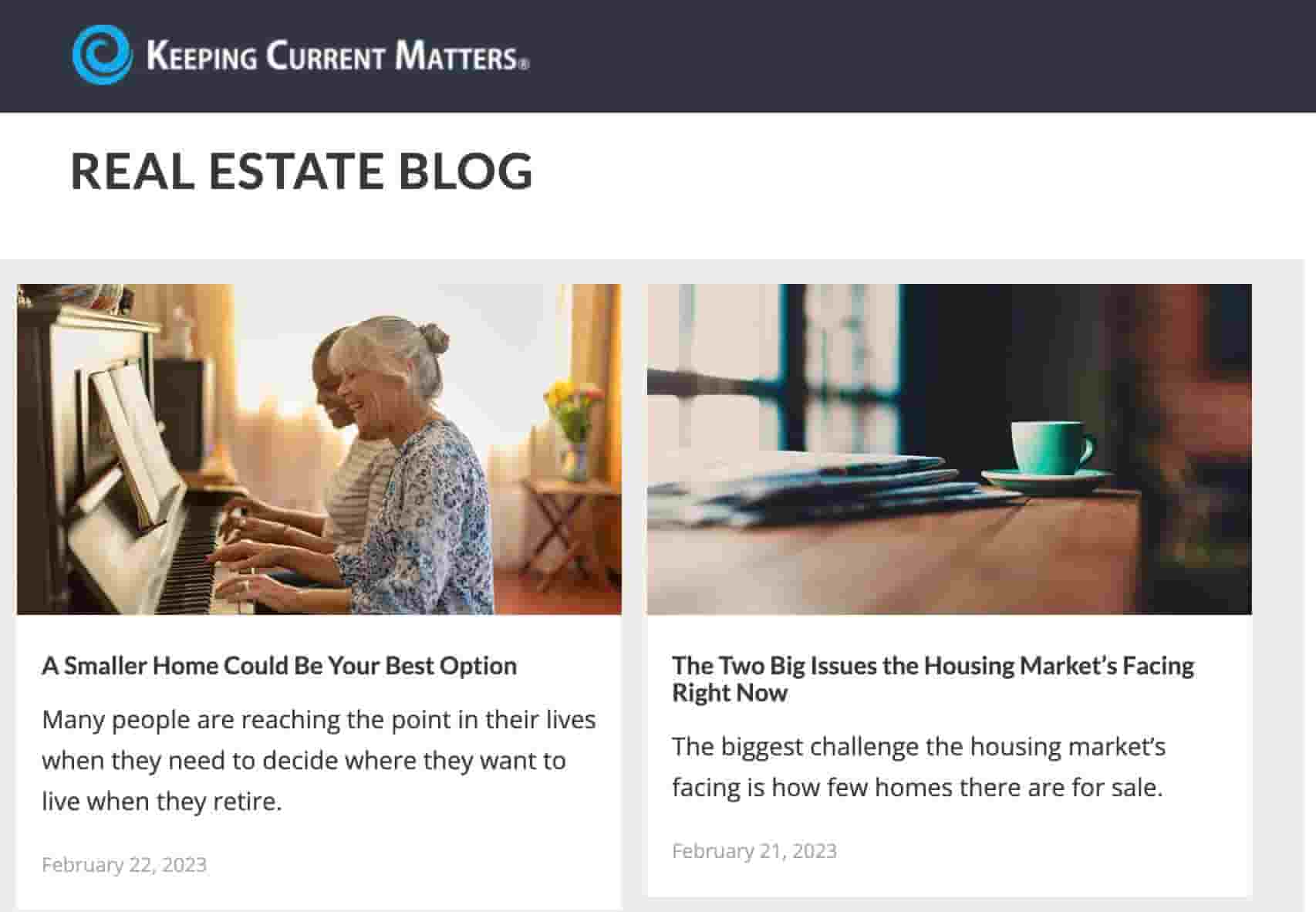 Keeping current matters real estate blog