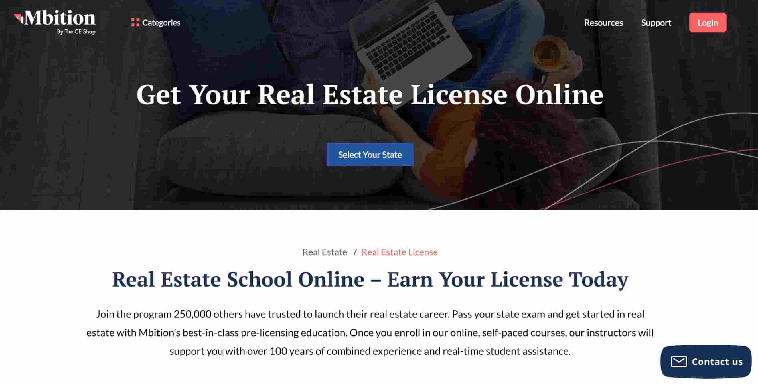 Mbition real estate homepage