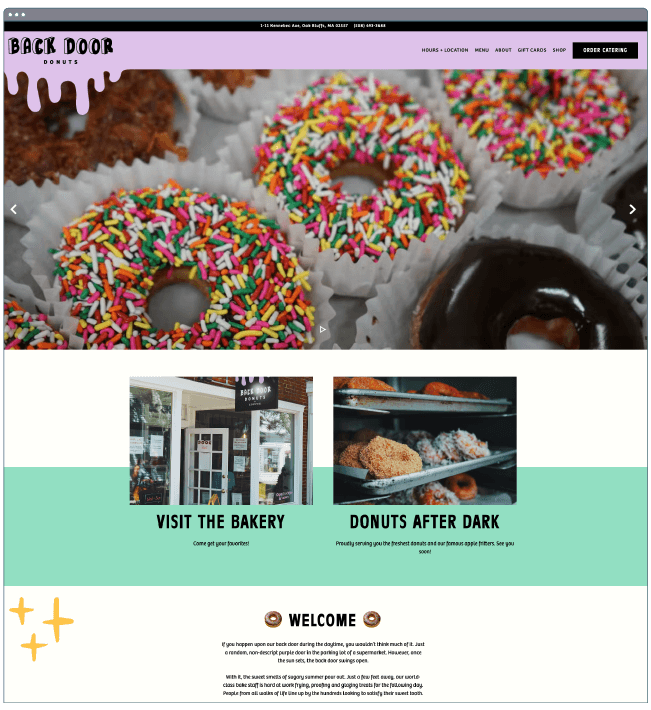 restaurant website templates: back door donuts