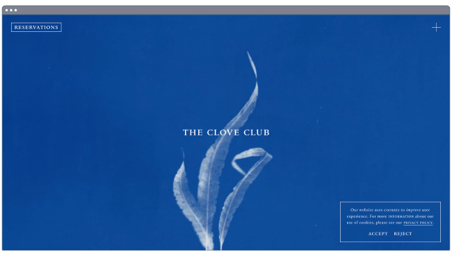 restaurant website templates: the clove club