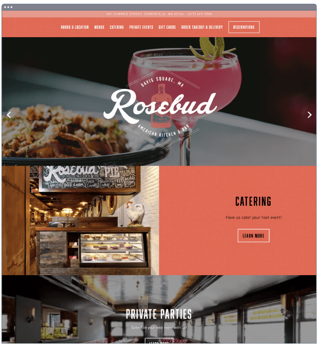 restaurant website templates: rosebud