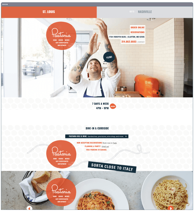restaurant website templates: pastaria