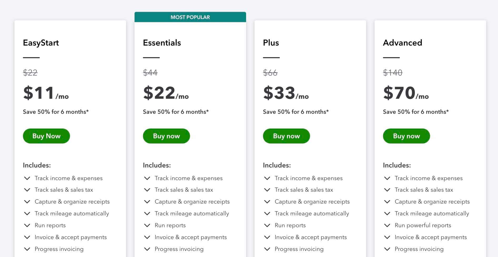 how to price a SaaS product, Quickbooks pricing plans