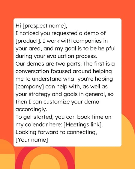 sales email template: Demo request example
