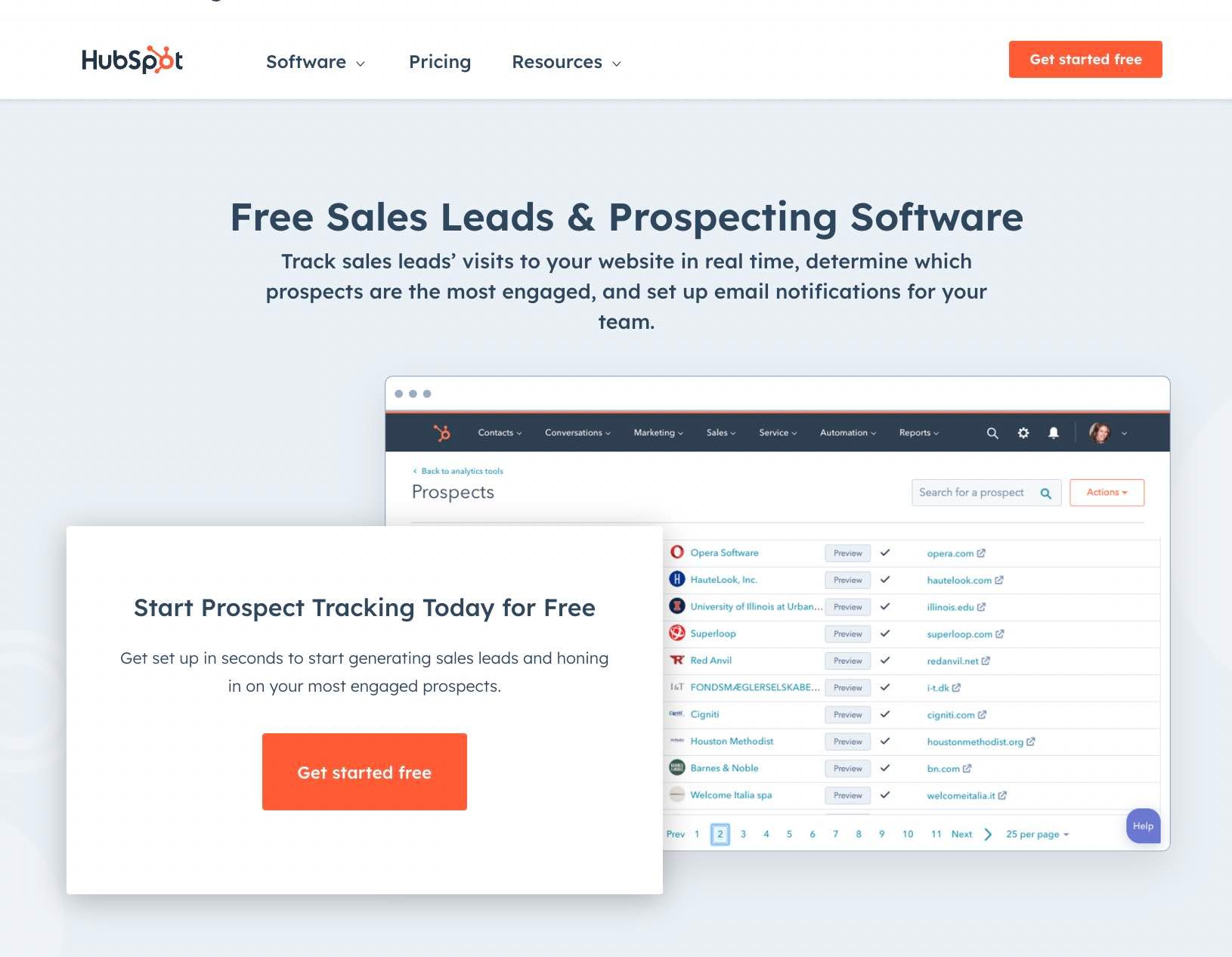 sales prospecting tools, HubSpot sales lead software dashboard
