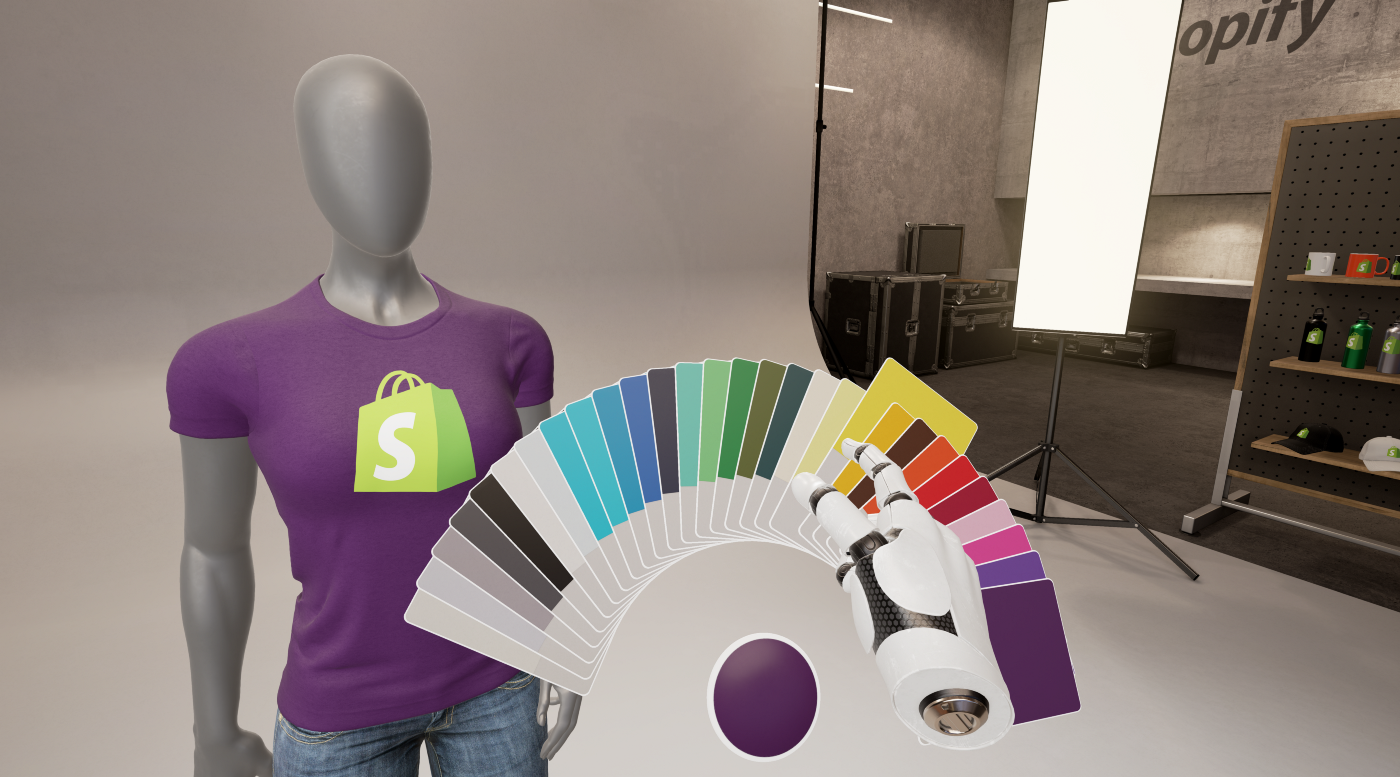VR walk-through of Shopify t-shirt on mannequin