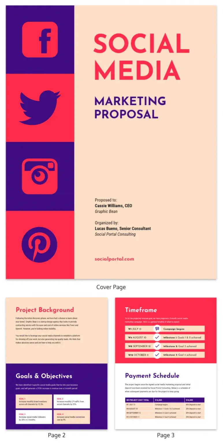 business proposal example, social media marketing proposal