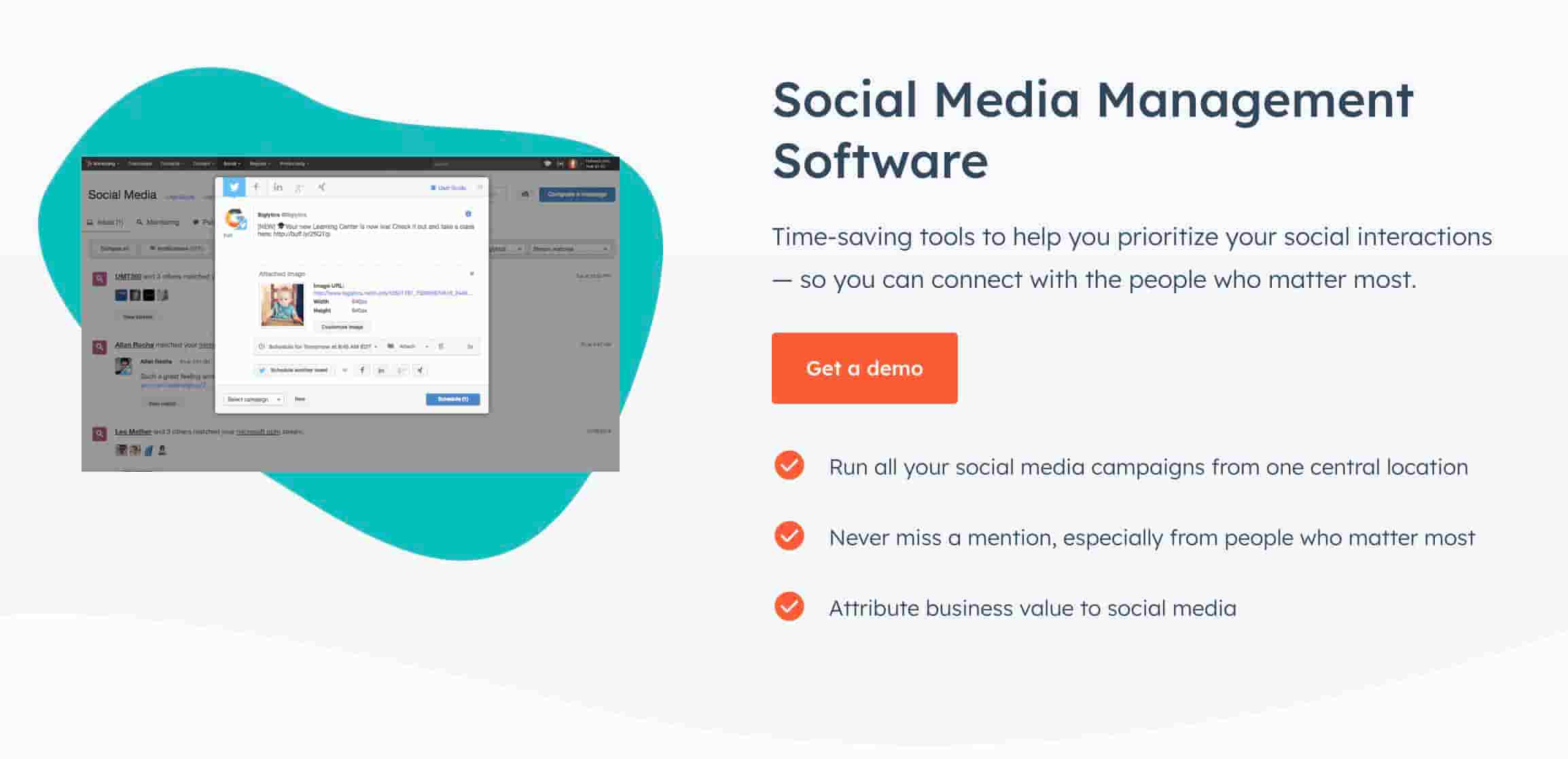 HubSpot social media management software for social selling