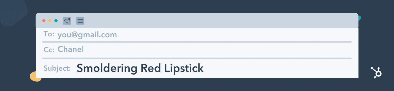 catchy email subject lines example, smoldering red lipstick