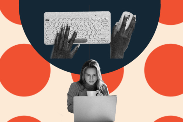 wordpress not sending email: image shows a person trying to figure out the problem and two hands on a computer keyboard above. 