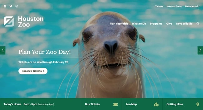 homepage for the houston zoo wordpress website