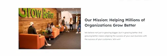HubSpot features its mission statement on its “about” page.